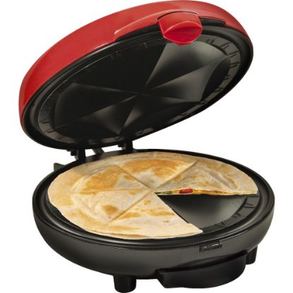 Picture of Taco Tuesday 6-Wedge Electric Quesadilla Maker With Extra Stuffing Latch, 5in x 9-1/2in x 11in, Red