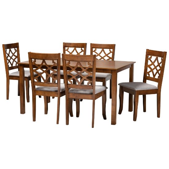 Picture of Baxton Studio Mael 7-Piece Dining Set, Gray/Walnut