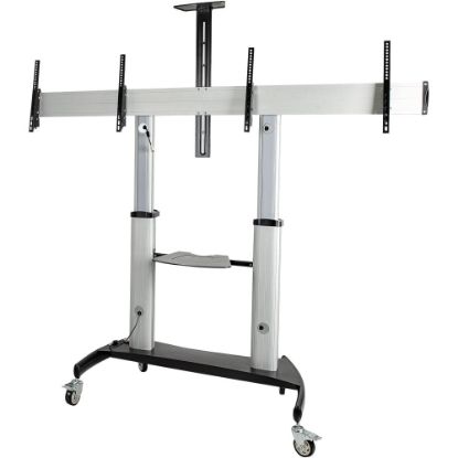 Picture of StarTech.com Dual TV Cart, 60in VESA TVs up to 50kg/110lb each, Height Adjustable Mobile Display Mount/Cart, Rolling TV Cart on Wheels - Heavy duty dual screen rolling TV stand for 37-60in VESA displays (110lb/each) - 19in adjustable height, tilt