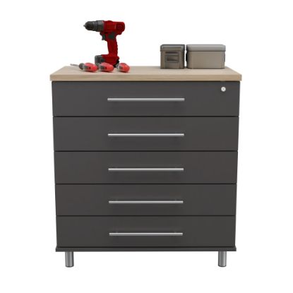 Picture of Inval Kratos Series 32inW Garage Storage Cabinet, Dark Gray/Maple