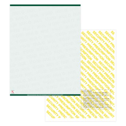 Picture of Medicaid-Compliant High-Security Perforated Laser Prescription Forms, Full Sheet, 1-Up, 8-1/2in x 11in, Green, Pack Of 5,000 Sheets