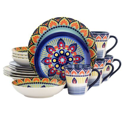 Picture of Elama 16-Piece Stoneware Dinnerware Set, Zen Blue Mozaik