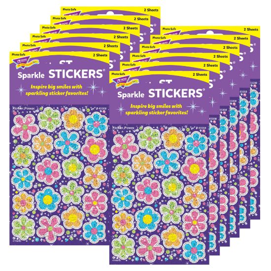 Picture of Trend Sparkle Stickers, Flower Power, 40 Stickers Per Pack, Set Of 12 Packs