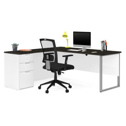 Picture of Bestar Pro-Concept Plus 72inW L-Shaped Corner Desk With Drawers, White/Deep Gray