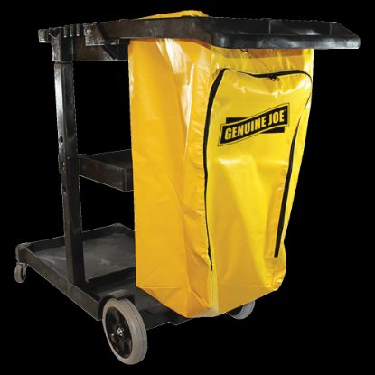 Picture of Genuine Joe Workhorse Janitors Cart - x 40in Width x 20.5in Depth x 38in Height - Charcoal, Yellow - 1 Each