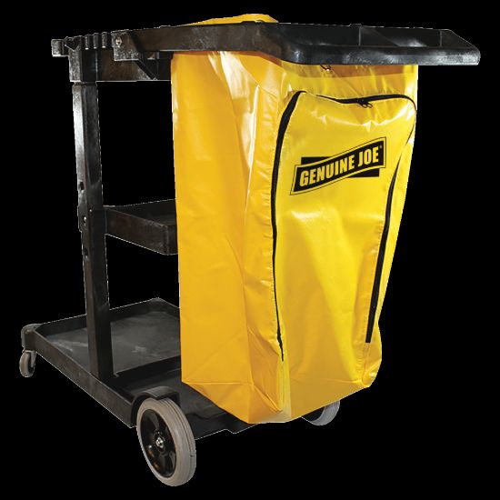 Picture of Genuine Joe Workhorse Janitors Cart - x 40in Width x 20.5in Depth x 38in Height - Charcoal, Yellow - 1 Each