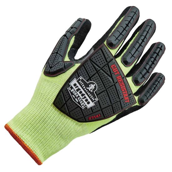 Picture of Ergodyne ProFlex 7141 Hi-Vis Nitrile-Coated DIR Level 4 Cut-Resistant Gloves, Small, Lime