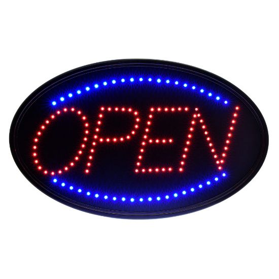 Picture of Alpine Industries LED Oval Open Signs, 23in x 14in, Black, Pack Of 2 Signs