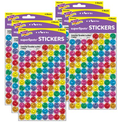 Picture of TREND SuperSpots Stickers, Colorful Smiles, 400 Stickers Per Pack, Set Of 6 Packs