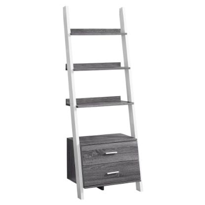 Picture of Monarch Specialties 4-Shelf Ladder Bookcase, Gray/White