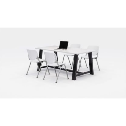 Picture of KFI Studios Midtown Table With 4 Stacking Chairs, Designer White