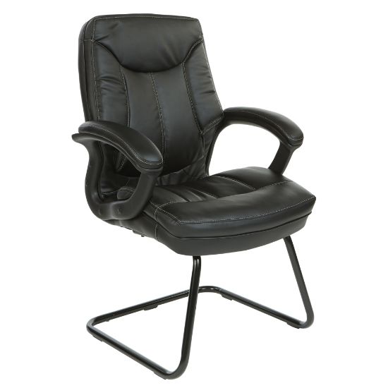 Picture of Office Star Work Smart Faux Leather Executive Visitor Chair, Black