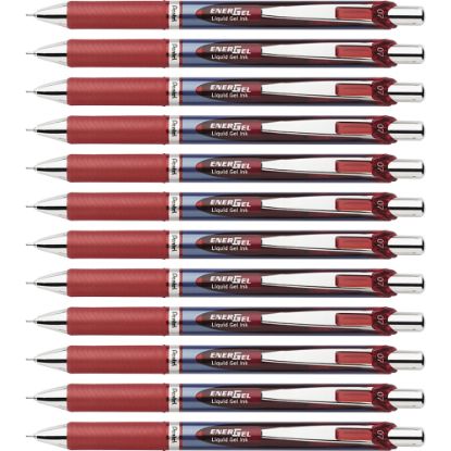 Picture of Pentel EnerGel RTX Liquid Gel Pens, Pack Of 12, Medium Point, 0.7 mm, Blue Barrel, Red Ink