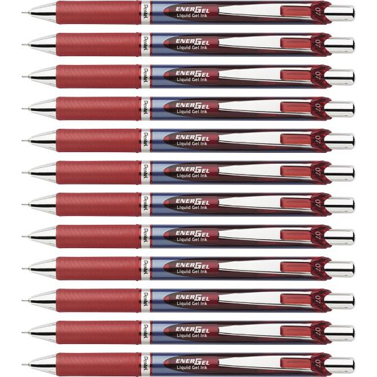 Picture of Pentel EnerGel RTX Liquid Gel Pens, Pack Of 12, Medium Point, 0.7 mm, Blue Barrel, Red Ink