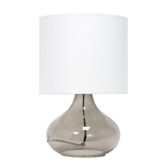 Picture of Simple Designs Glass Raindrop Table Lamp, 13-3/4inH, White Shade/Smoke Gray Base