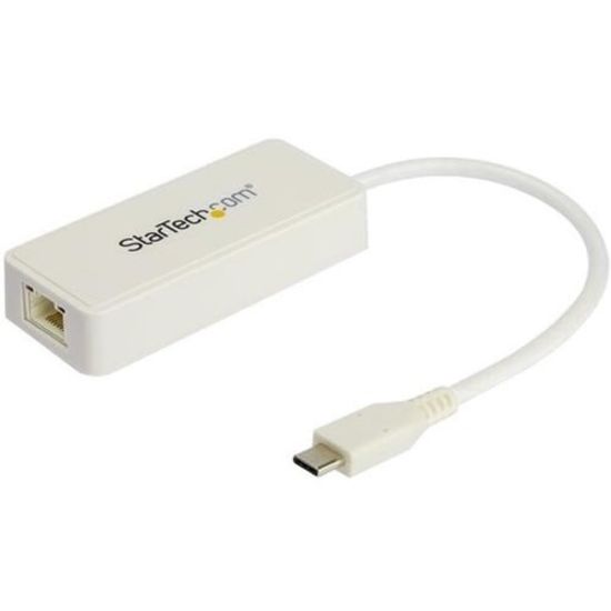 Picture of StarTech.com USB C To Gigabit Ethernet Adapter With USB A Port, White