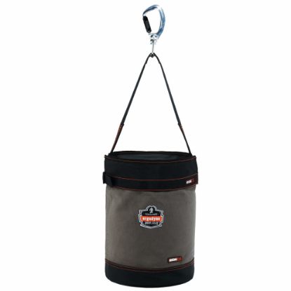 Picture of Ergodyne Arsenal 5940T Swiveling Carabiner Canvas Hoist Bucket With Top, 17in x 12-1/2in, Gray