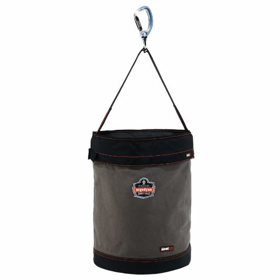 Picture of Ergodyne Arsenal 5945T Swiveling Carabiner Canvas Hoist Bucket With Top, 20in x 16in, Gray