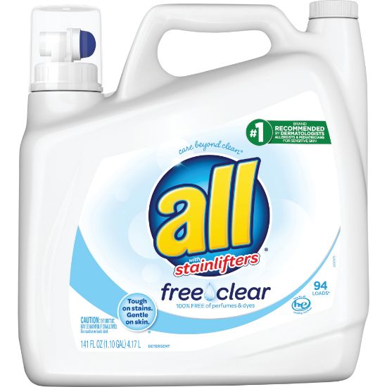 Picture of All Ultra Free Clear Liquid Detergent, Unscented, 141 Oz, Case Of 4 Bottles