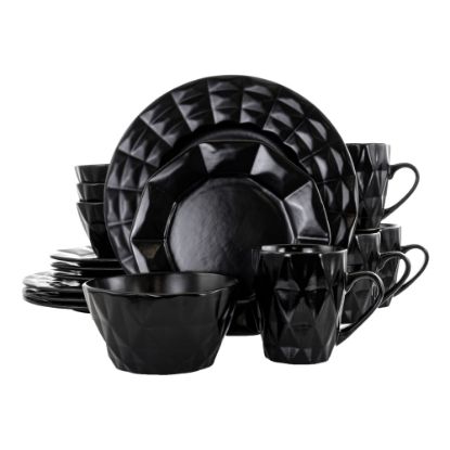 Picture of Elama 16-Piece Stoneware Dinnerware Set, Black