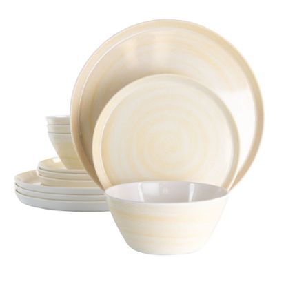 Picture of Elama Crafted Clay 12-Piece Dinnerware Set, Cream