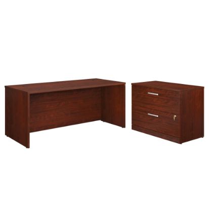 Picture of Sauder Affirm Collection Executive Desk With 2-Drawer Lateral File, 72inW x 30in, Classic Cherry