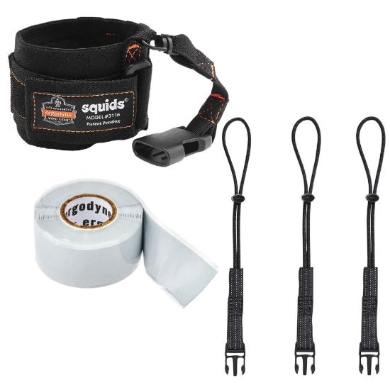 Picture of Ergodyne Squids 3192 Wrist Lanyard Tethering Kit, 3 Lb, Black