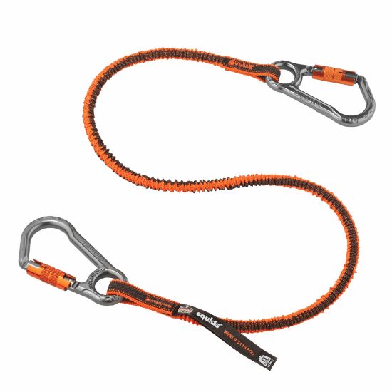 Picture of Ergodyne Squids 3118F(x) Standard Tool Lanyard With Dual Locking Carabiner, 15 Lb, Orange/Gray