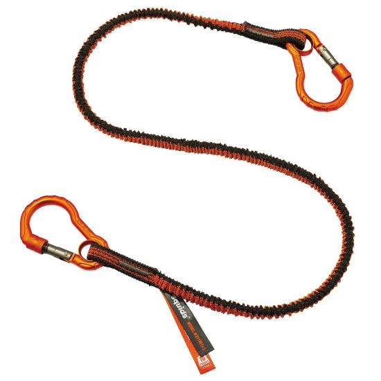 Picture of Ergodyne Squids 3110F(x) Standard Tool Lanyards With Dual Carabiner, 10 Lb, Orange/Gray, Pack Of 6 Lanyards