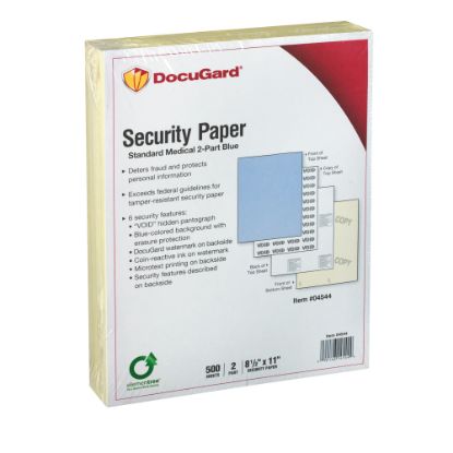 Picture of DocuGard Medical Prescription Papers And Business Checks, Standard Medical 6, 2-Part, 8 1/2in X 11in, Blue/Canary, Pack Of 250