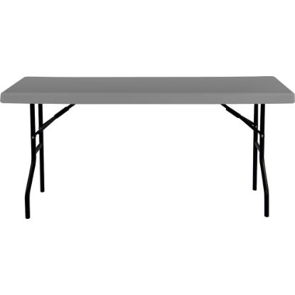 Picture of AbilityOne Blow-Molded Folding Table, 29inH x 18inW x 60inD, Charcoal Gray/Gray