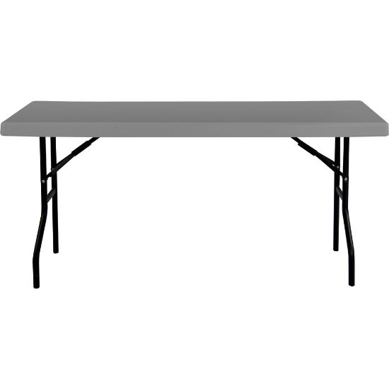 Picture of AbilityOne Blow-Molded Folding Table, 29inH x 18inW x 60inD, Charcoal Gray/Gray