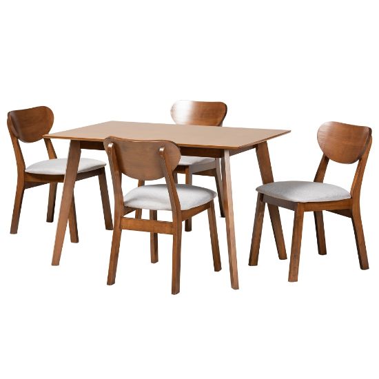 Picture of Baxton Studio Damara 5-Piece Dining Set, Gray/Walnut Brown