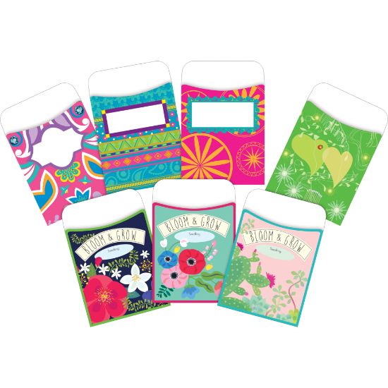 Picture of Barker Creek Peel & Stick Library Pockets, 3-1/2in x 5-1/8in, Bohemian Garden, Set Of 90 Pockets