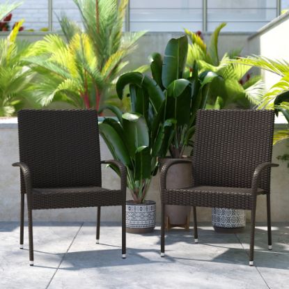 Picture of Flash Furniture Maxim Indoor/Outdoor Wicker Dining Chairs, Espresso, Set Of 2 Chairs