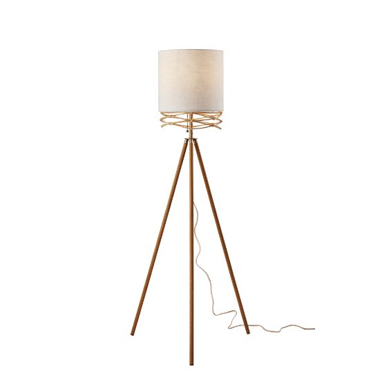 Picture of Adesso Melanie Tripod Floor Lamp, 60inH, White/Natural With Antique Brass