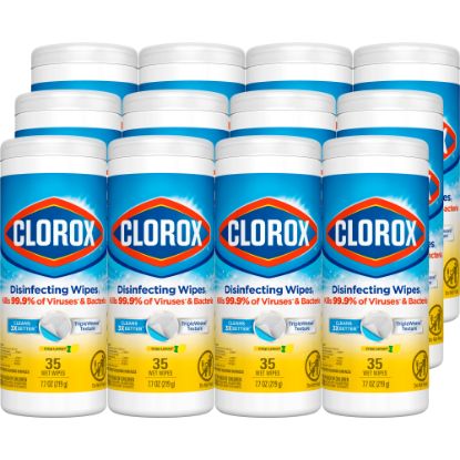 Picture of Clorox Disinfecting Wipes, Bleach Free, Crisp Lemon, 35 Wipes Per Pack,  Case Of 12 Packs