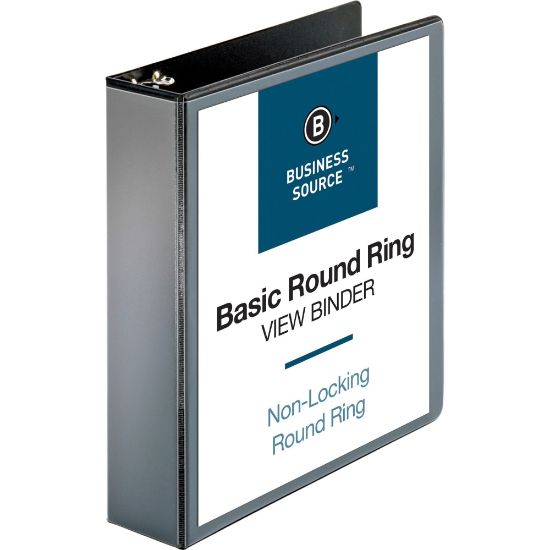 Picture of Business Source View 3-Ring Binder, 2in Round Rings, Black