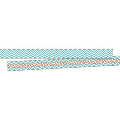 Picture of Barker Creek Double-Sided Straight-Edge Border Strips, 3in x 35in, Chevron Turquoise, Pack Of 12