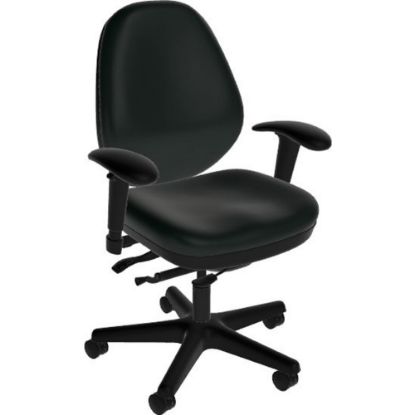 Picture of Sitmatic GoodFit Enhanced Synchron Mid-Back Chair With Adjustable Arms, Black Polyurethane/Black