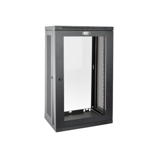 Picture of Tripp Lite 21U Wall Mount Rack Enclosure Server Cabinet w/Acrylic Door - For LAN Switch, Patch Panel - 21U Rack Height x 19in Rack Width x 16.50in Rack Depth - Wall Mountable - Black Powder Coat - Steel, Acrylic