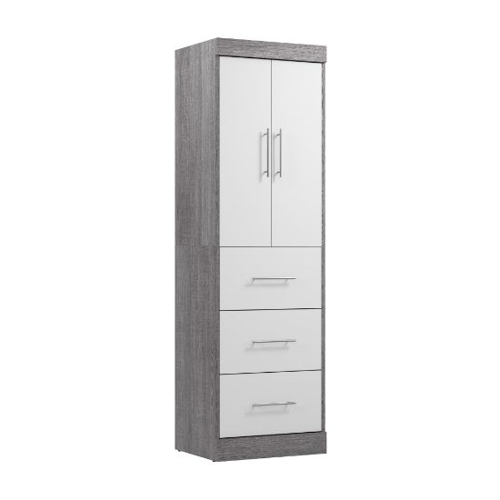 Picture of Bestar Nebula 25inW Wardrobe With 3 Drawers, Bark Gray/White