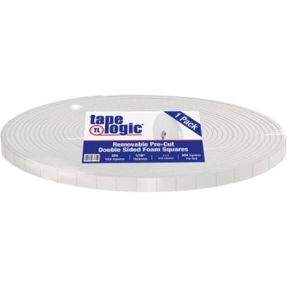 Picture of Tape Logic Removable Double-Sided Foam Squares, 3in Core, 1in x 1in, White, Roll Of 324