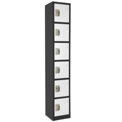 Picture of Alpine 6-Tier Steel Lockers, 72inH x 12inW x 12inD, Black/White, Pack Of 4 Lockers