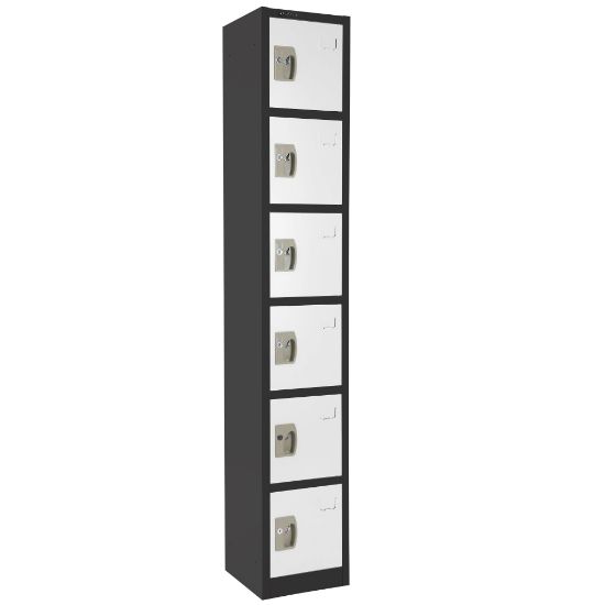 Picture of Alpine 6-Tier Steel Lockers, 72inH x 12inW x 12inD, Black/White, Pack Of 4 Lockers