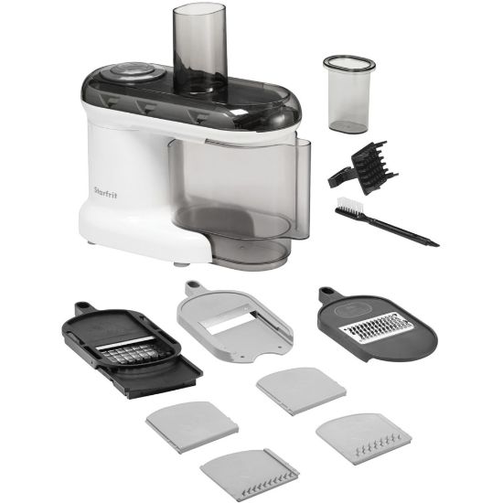 Picture of Starfrit 7-in-1 Electric Mandoline With 11-Cup Food/Storage Cup, 6-1/4inH x 13inW x 12-7/16inD, White