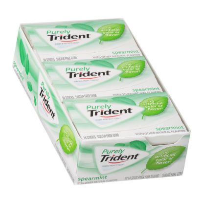 Picture of Purely Trident Sugar-Free Gum, Spearmint Flavor, 14 Sticks Per Pack, Case Of 12 Packs