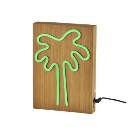 Picture of Adesso Simplee Wood-Framed Neon Table Lamp, 9inH, Palm Tree