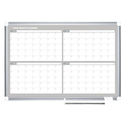 Picture of MasterVision Dry-Erase Calendar Whiteboard With 4-Month Grid, 24in x 36in, Metal Frame With Gray Finish