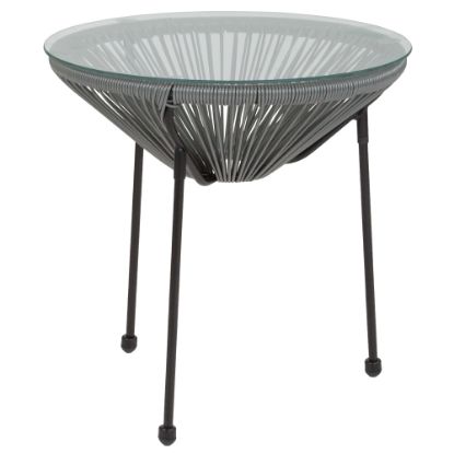 Picture of Flash Furniture Rattan Bungee Table With Glass Top, Gray/Black